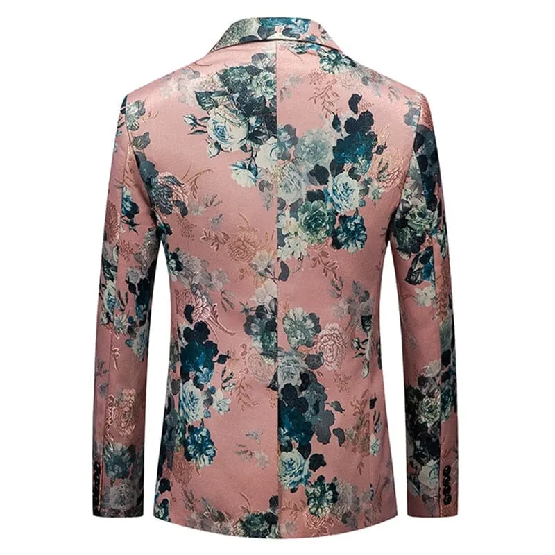 The Blush Bouquet Jacquard Slim Fit Blazer Suit Jacket