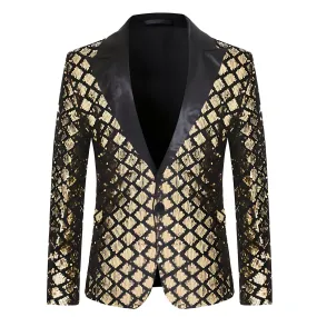 The Damond Sequin Slim Fit Blazer Suit Jacket - Gold