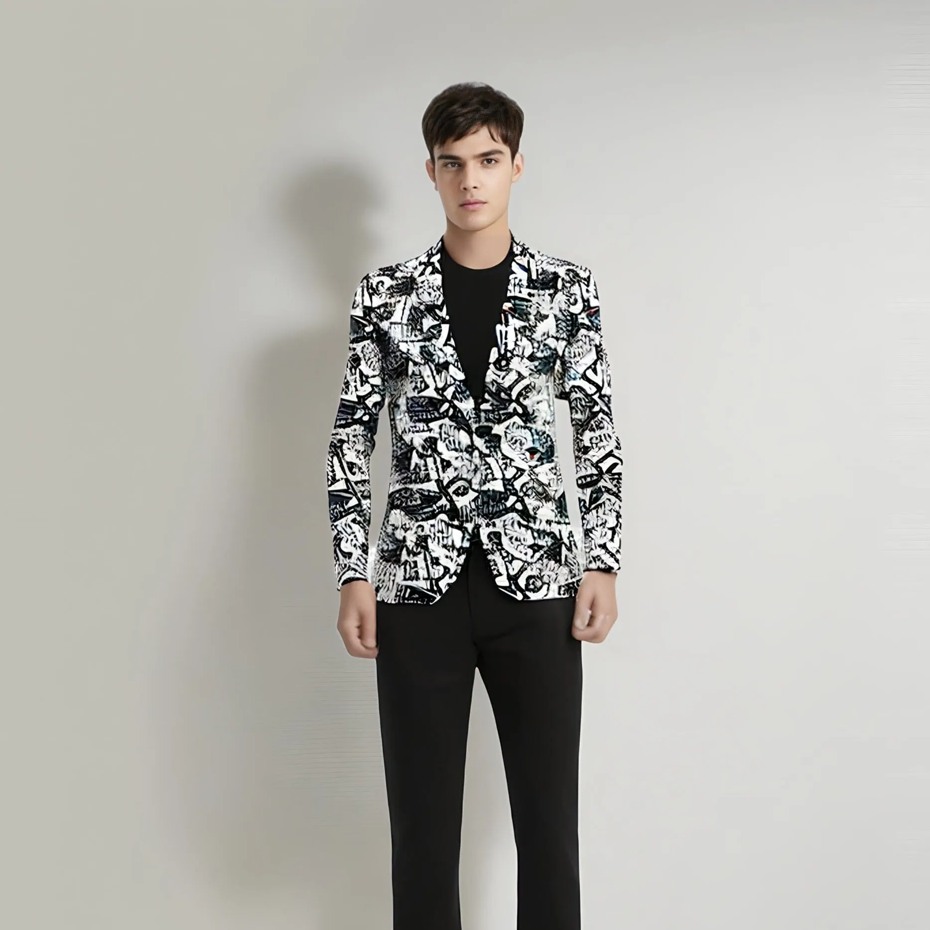 The Rock Star Pop Art Slim Fit Blazer Suit Jacket