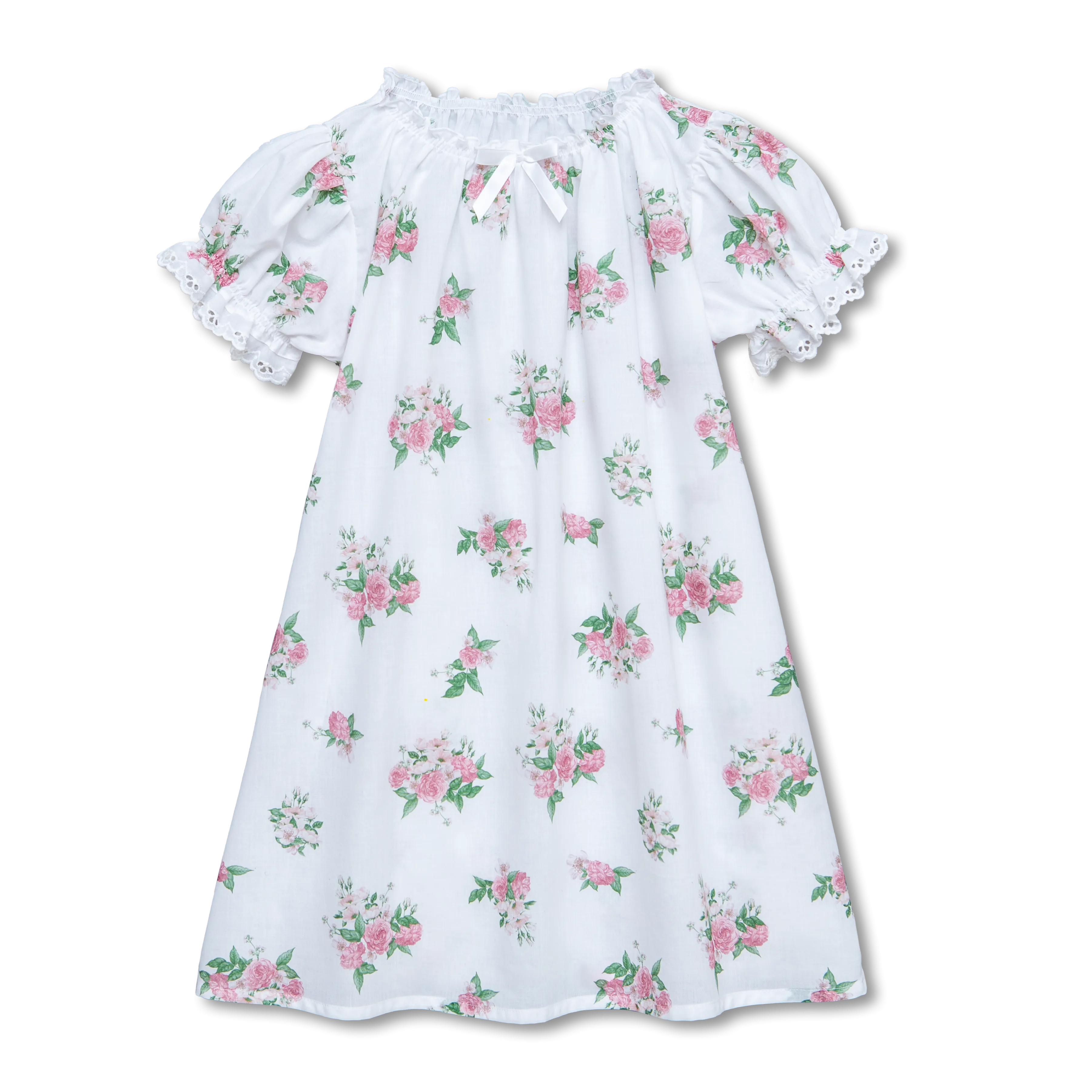 VANESSA - GIRLS COTTON NIGHTDRESS WHITE ROSES