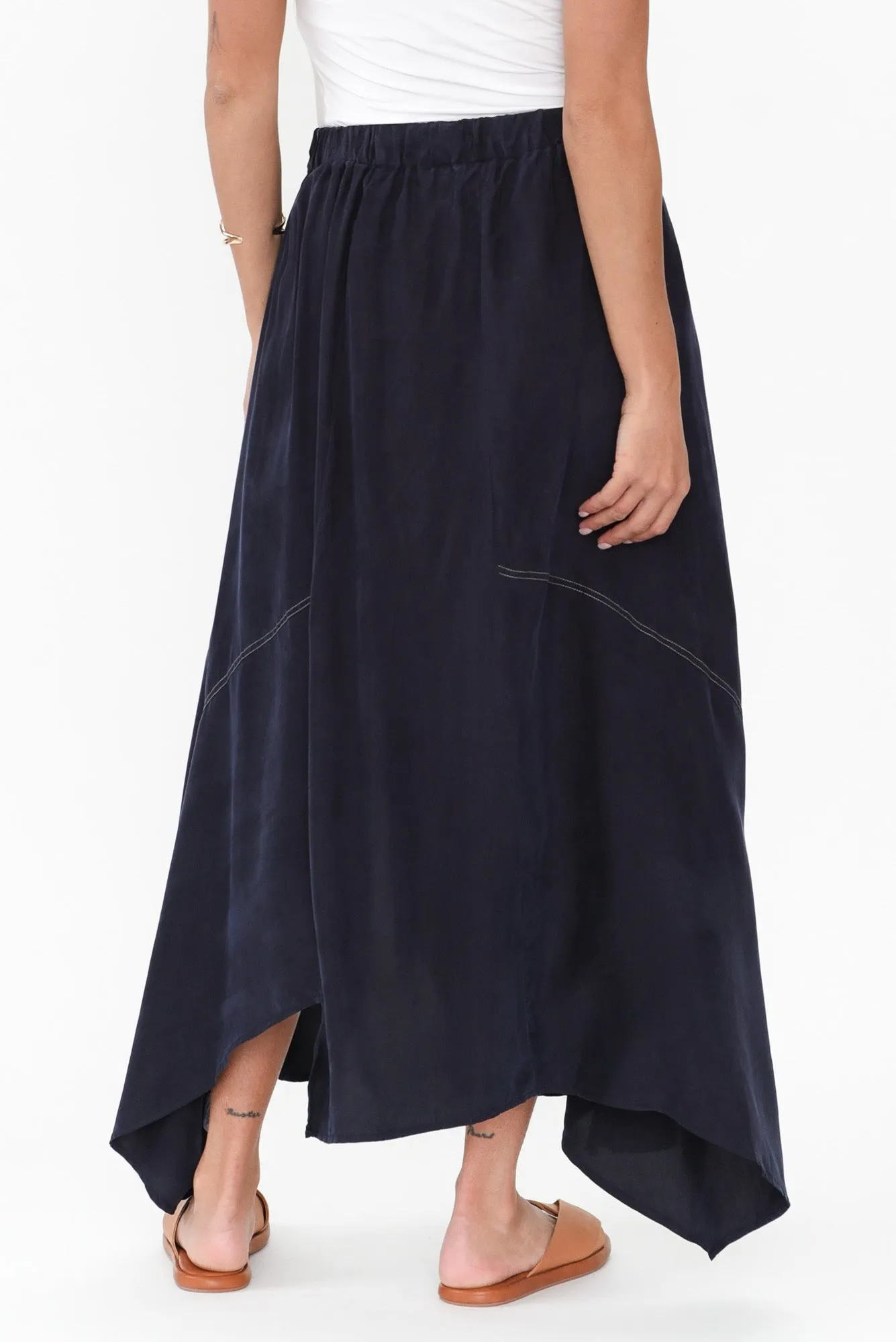 Vault Navy Cupro Skirt