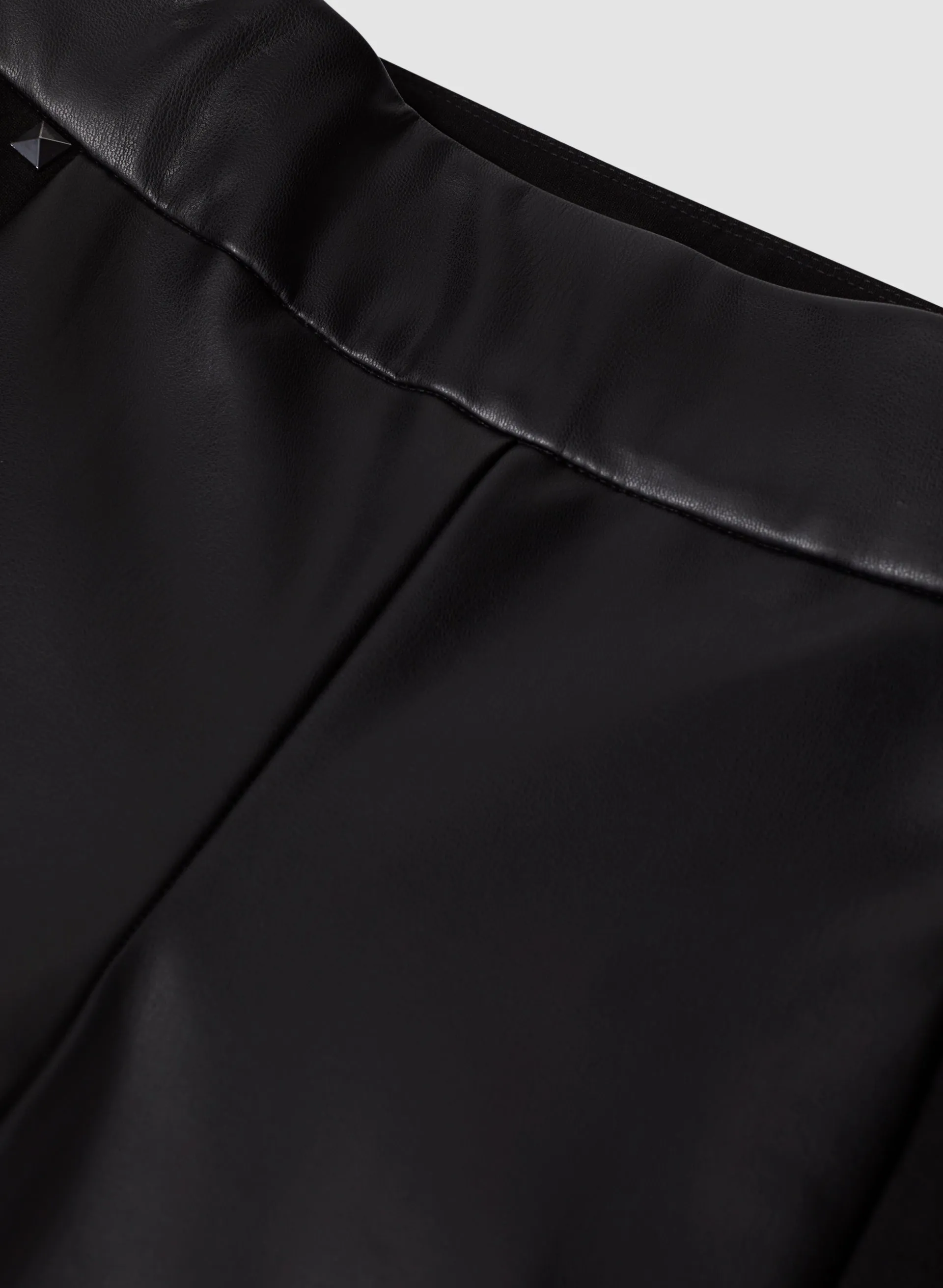 Vegan Leather Panel Detail Pants