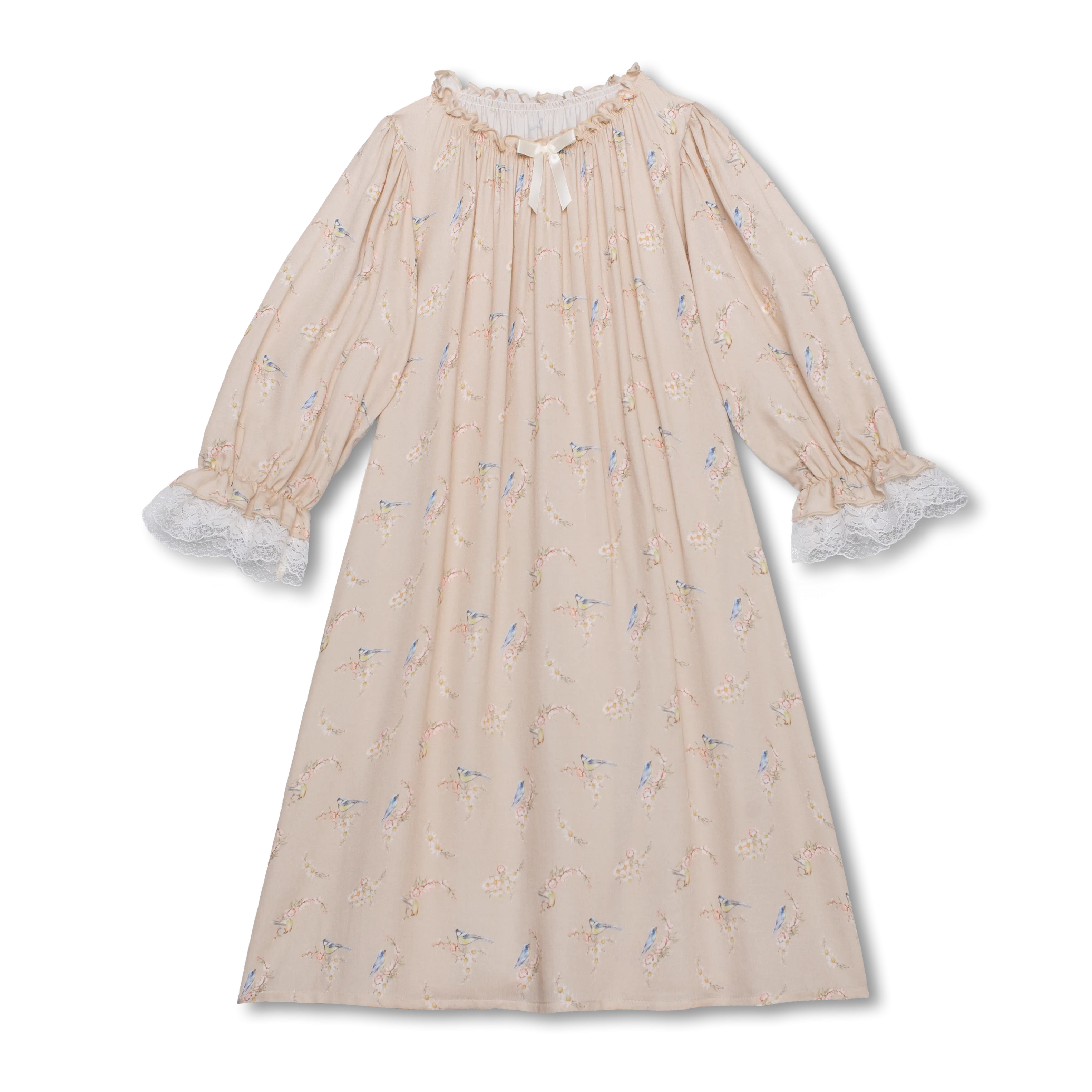 VICTORIA - GIRLS' NIGHTDRESS BEIGE BIRDS