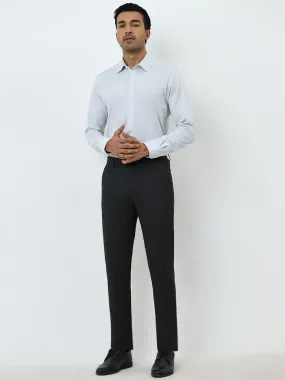 WES Formals Charcoal Slim-Tapered Mid-Rise Trousers