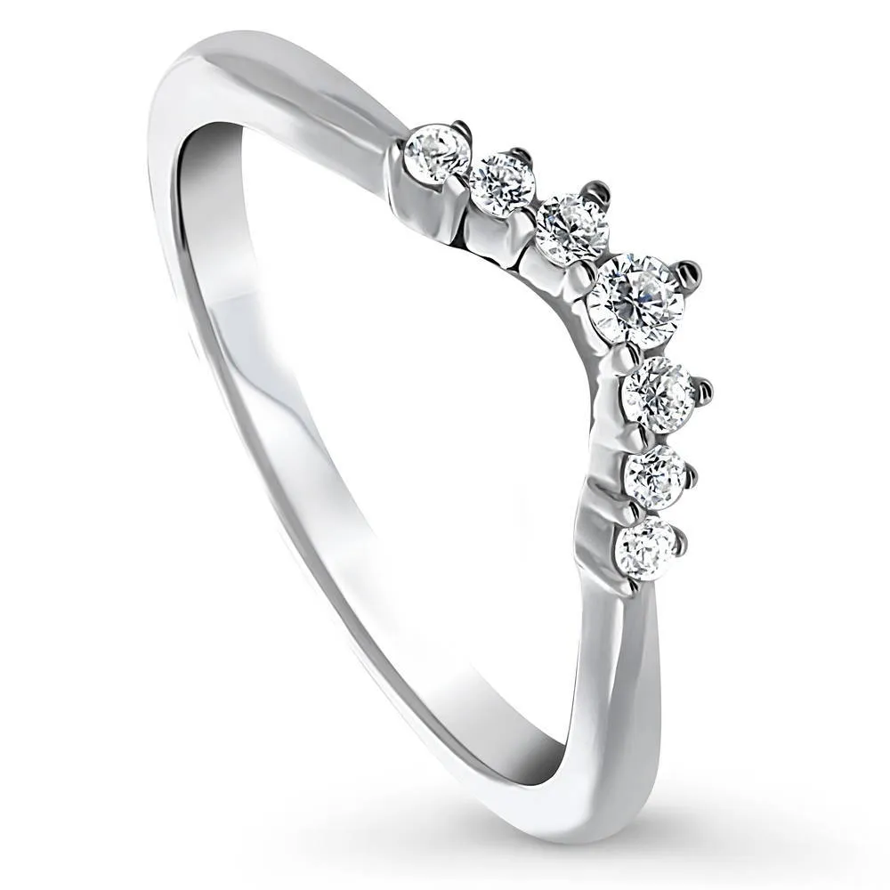 Wishbone 7-Stone CZ Band in Sterling Silver