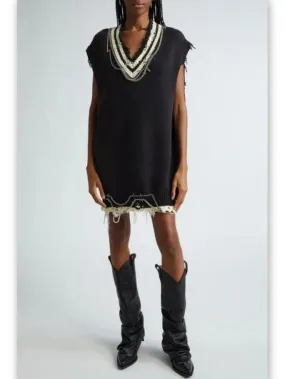 Women’s Chain Embellished Distressed Knit Vest Dress