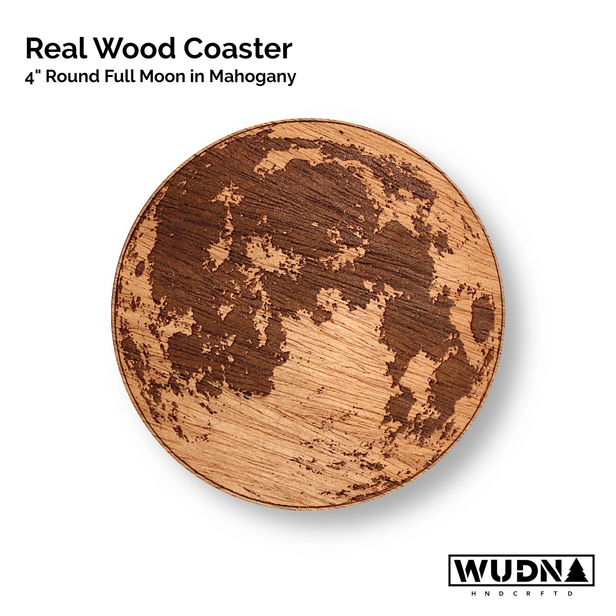 Wooden Coasters 4" (Full Moon in Mahogany) 4-Pack