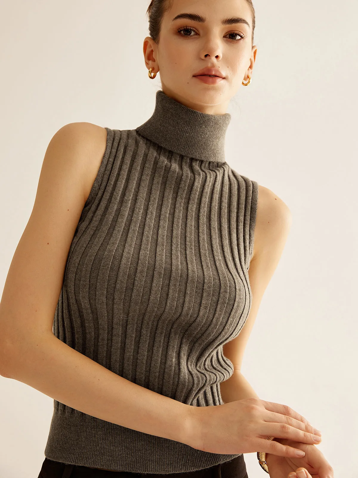 Wool-Blend Turtleneck Sweater Vest