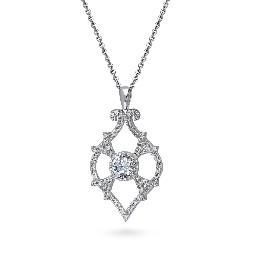 Woven Art Deco CZ Necklace in Sterling Silver