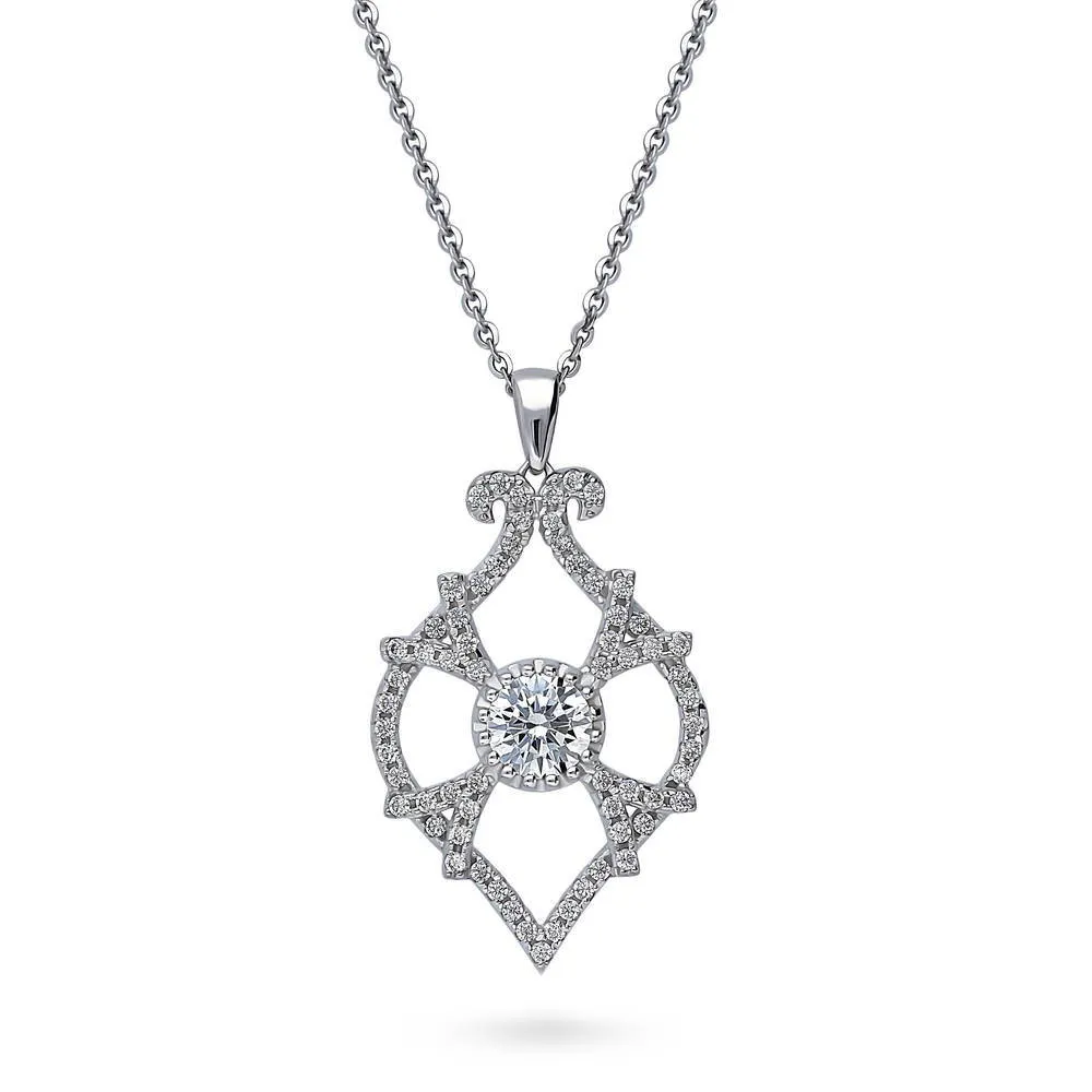 Woven Art Deco CZ Necklace in Sterling Silver