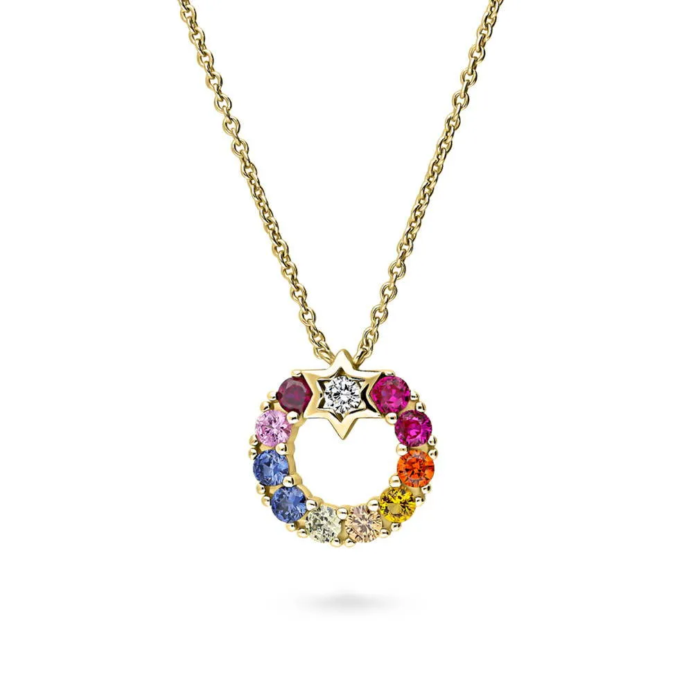 Wreath CZ Necklace in Gold Flashed Sterling Silver