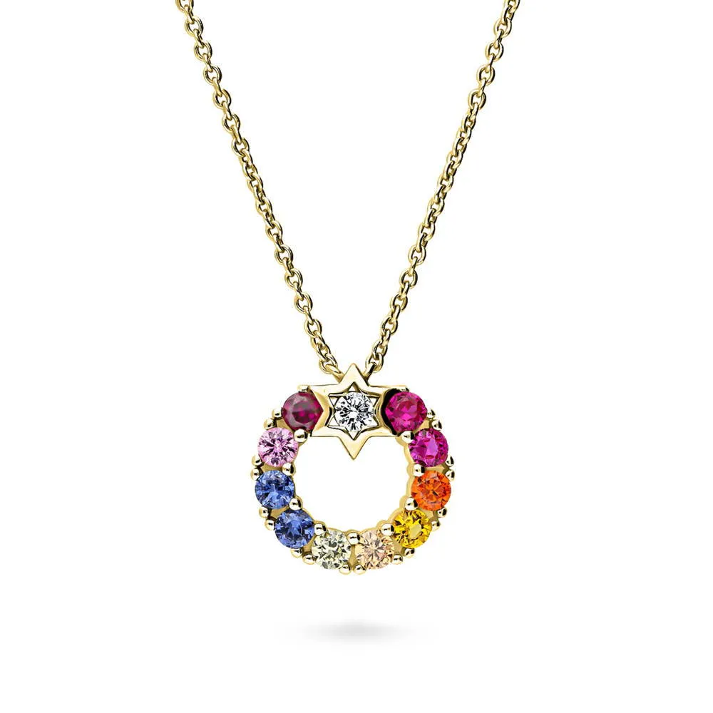 Wreath CZ Necklace in Gold Flashed Sterling Silver