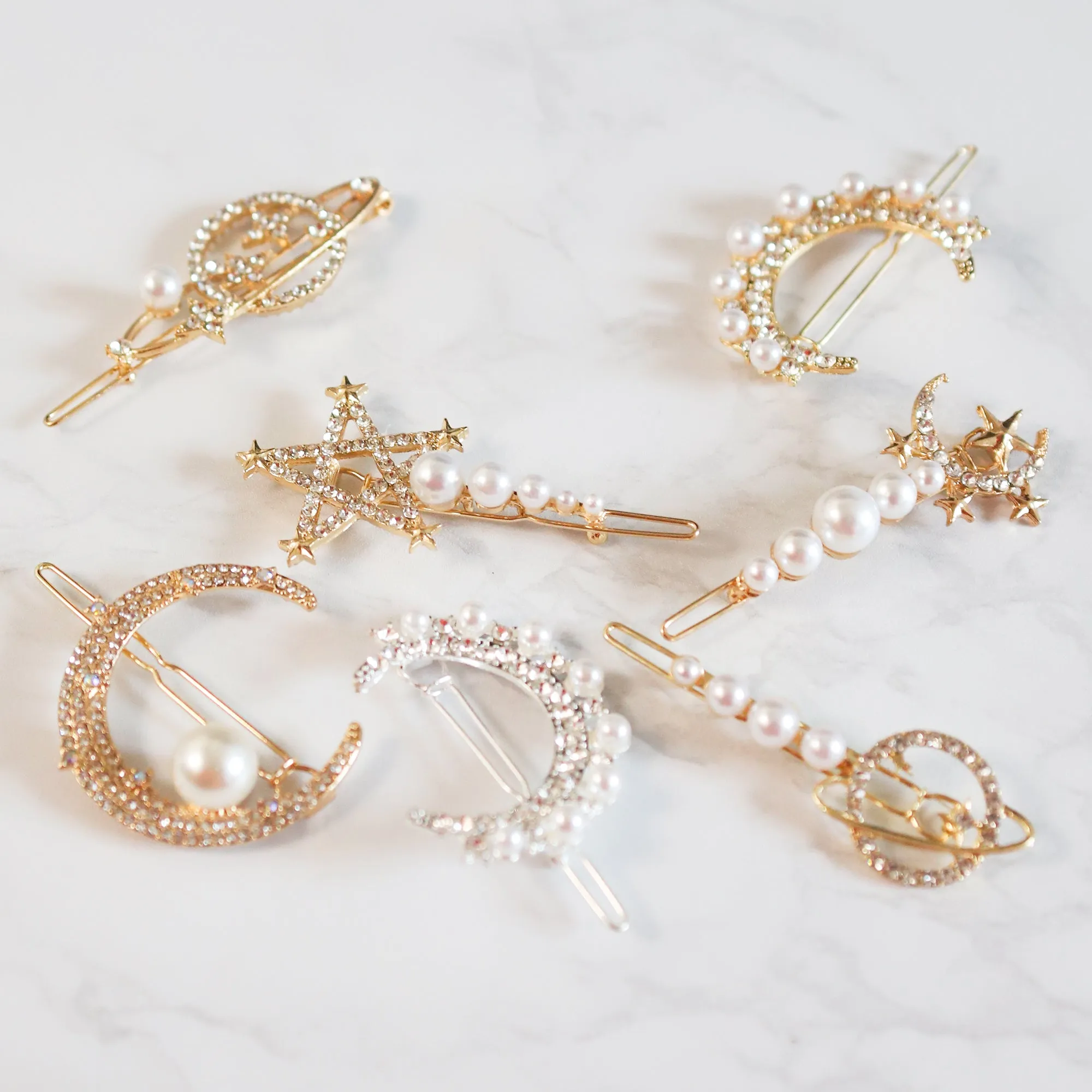 Zara Pearl Moon Hair Clip | Gold